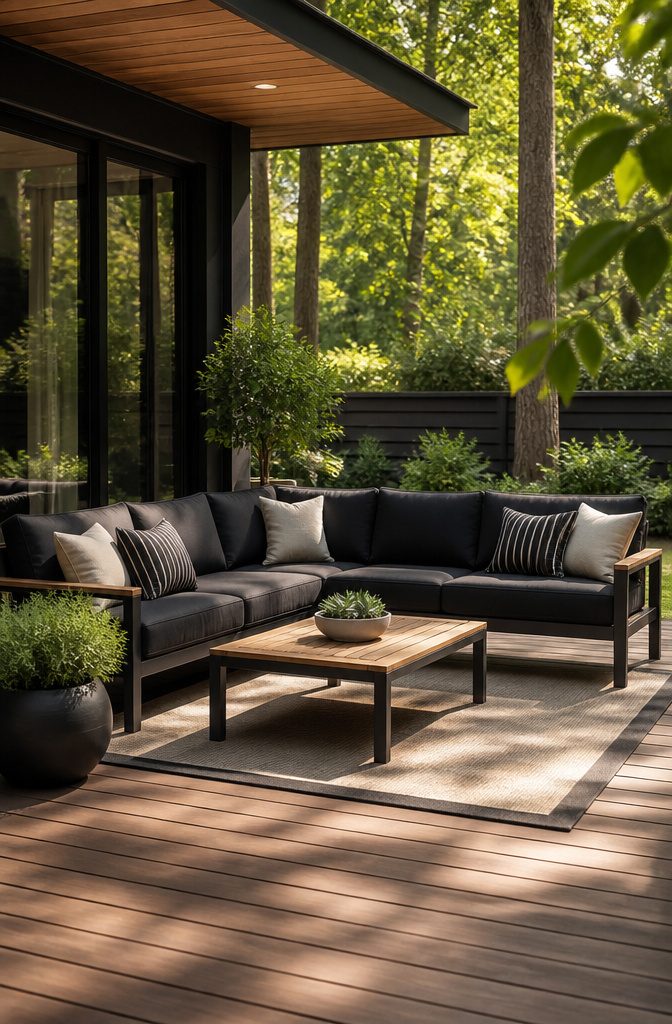 Comfort features of a 5-person seating arrangement with plush cushions.