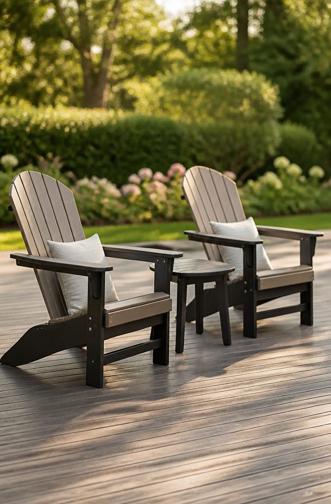 POLYWOOD Modern Adirondack 3-piece set with two chairs and a side table.