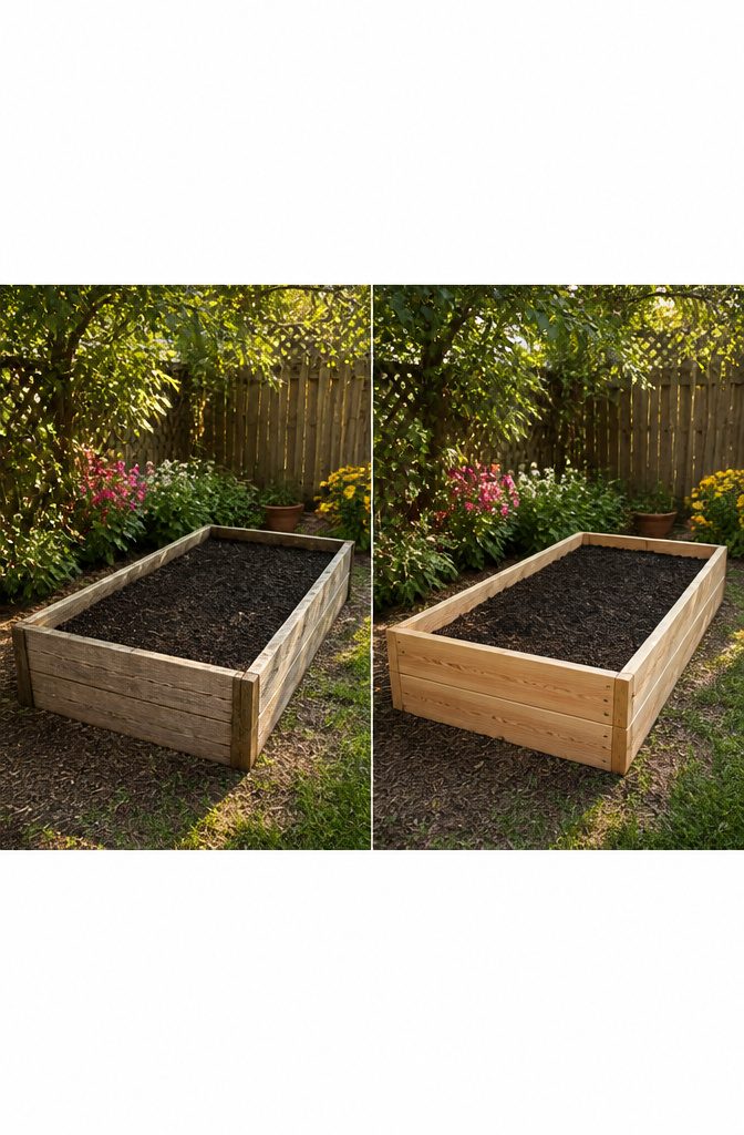 A photo depicting the dimensions of a raised garden bed.