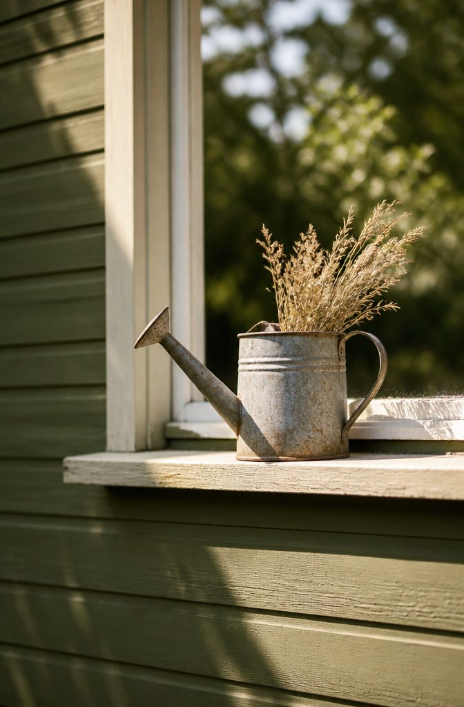 A windowsill with a single seasonal decoration and minimal clutter.
