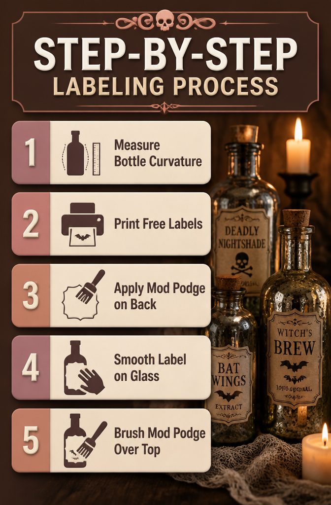 An informative image detailing the labeling process for DIY bottles.