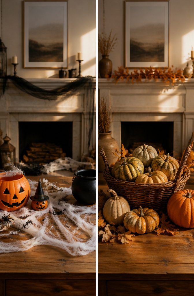A display of pumpkins in deep colors suitable for Halloween and Thanksgiving.