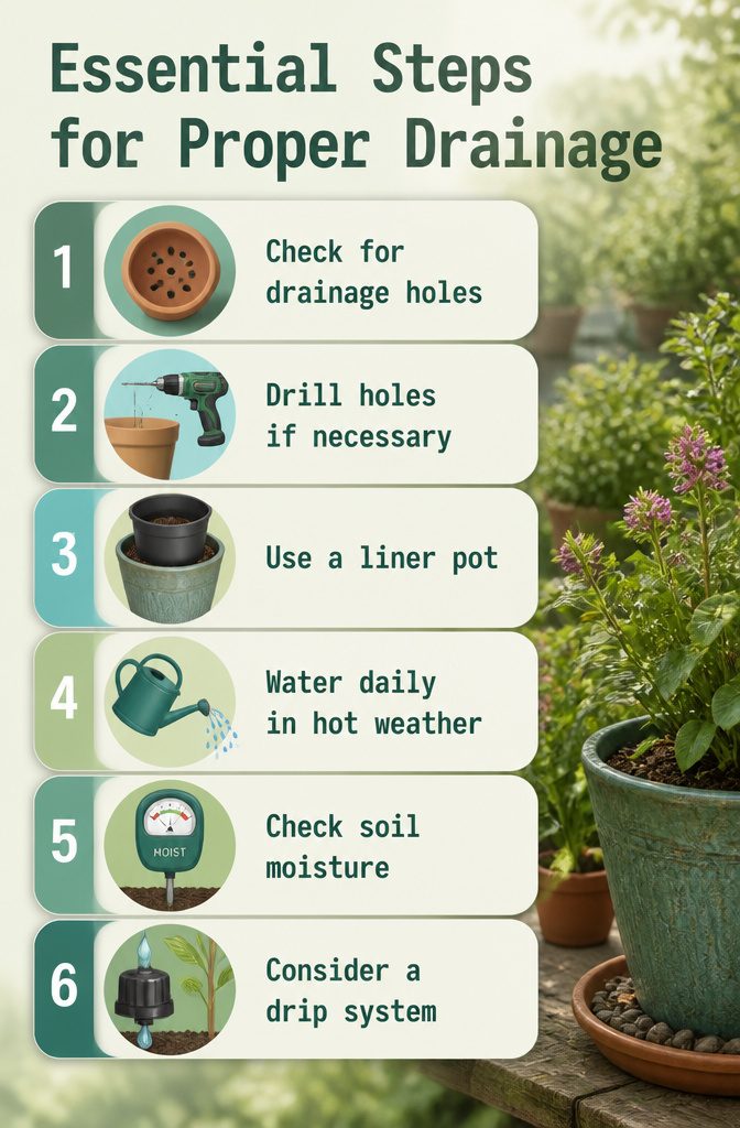 Information image detailing essential steps for proper drainage.