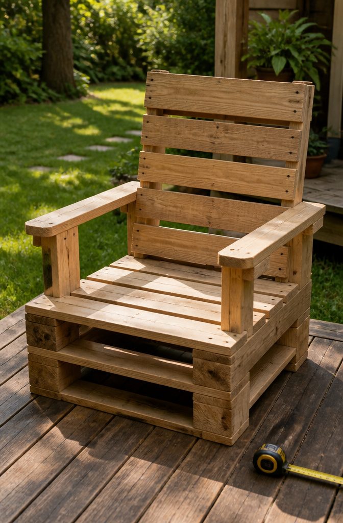 Armrests being attached to the pallet chair frame.