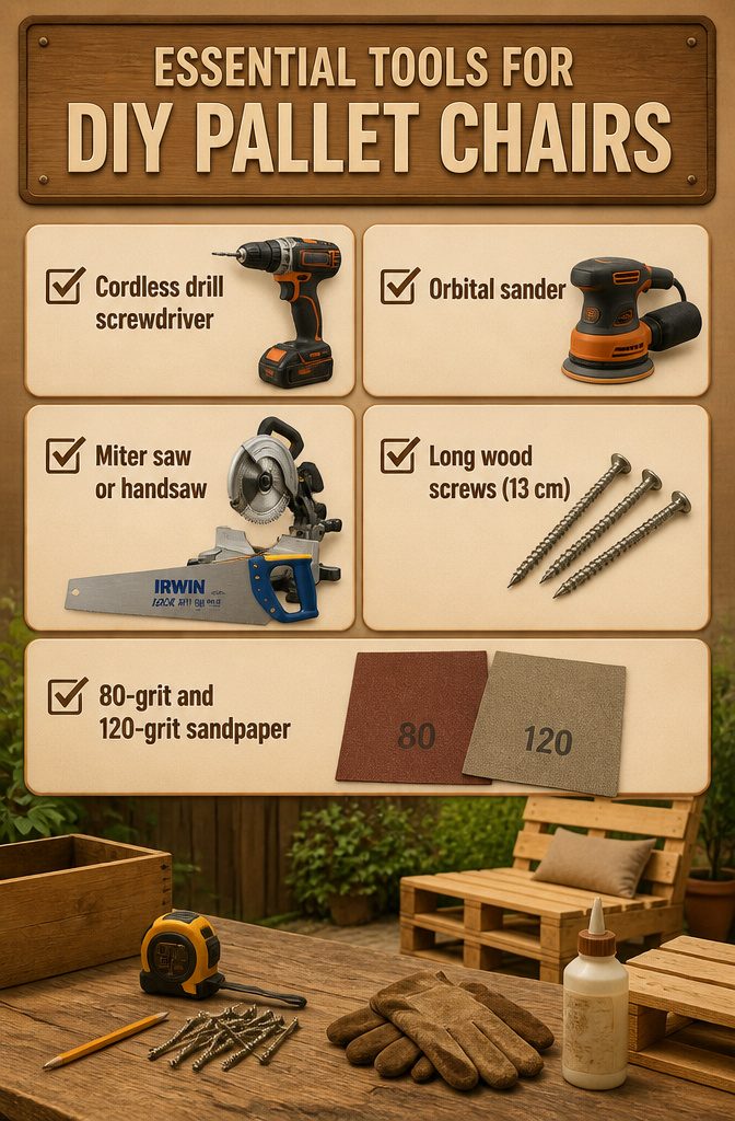 Cordless drill and orbital sander with other tools on a table.