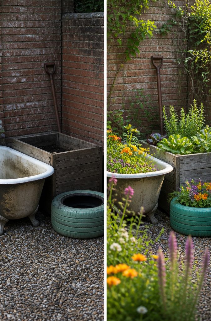 Old dresser converted into a raised garden bed.