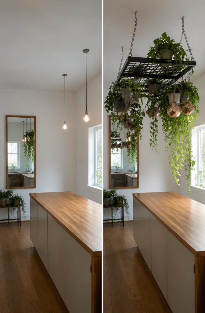 A shallow cabinet with a mirror mounted on a wall in a small room.